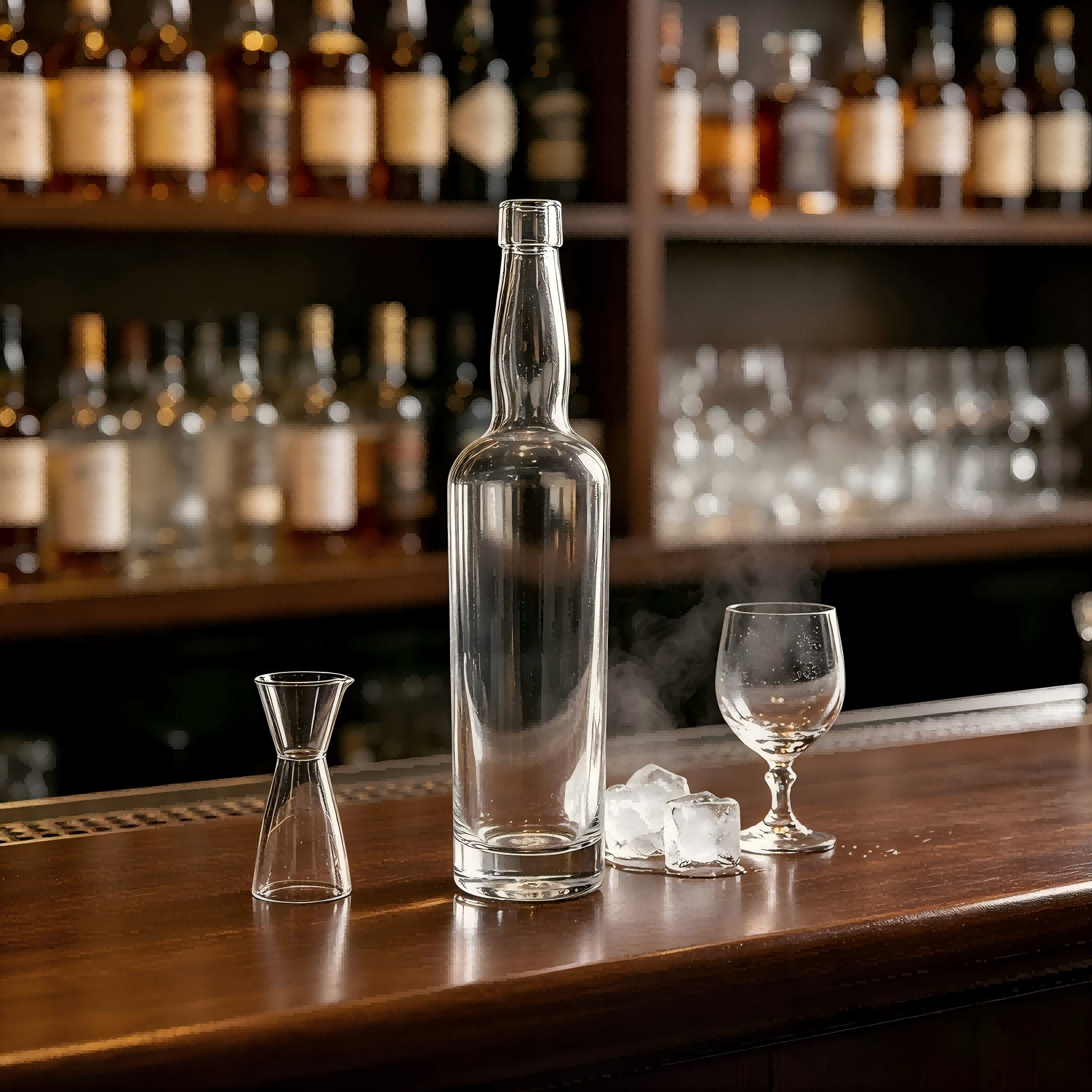 750ml Cork Closure Spirit Glass Bottle 680g Heavy Base Premium Liquor Vodka Container