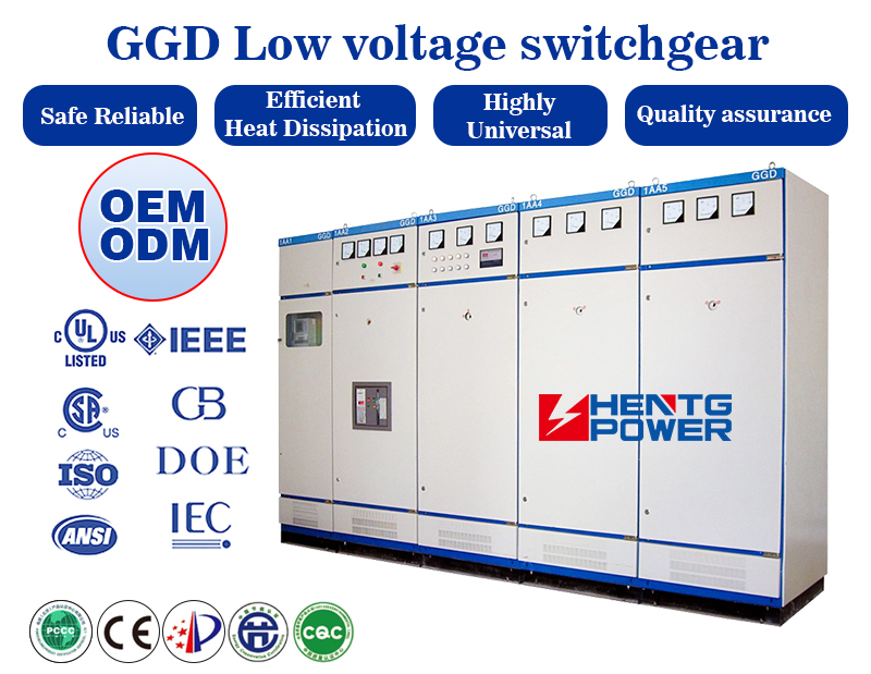 GGD Power Distribution Cabinet 50kw 150kw 3 Phase 380V 50Hz AC Low-Voltage Distribution Panel
