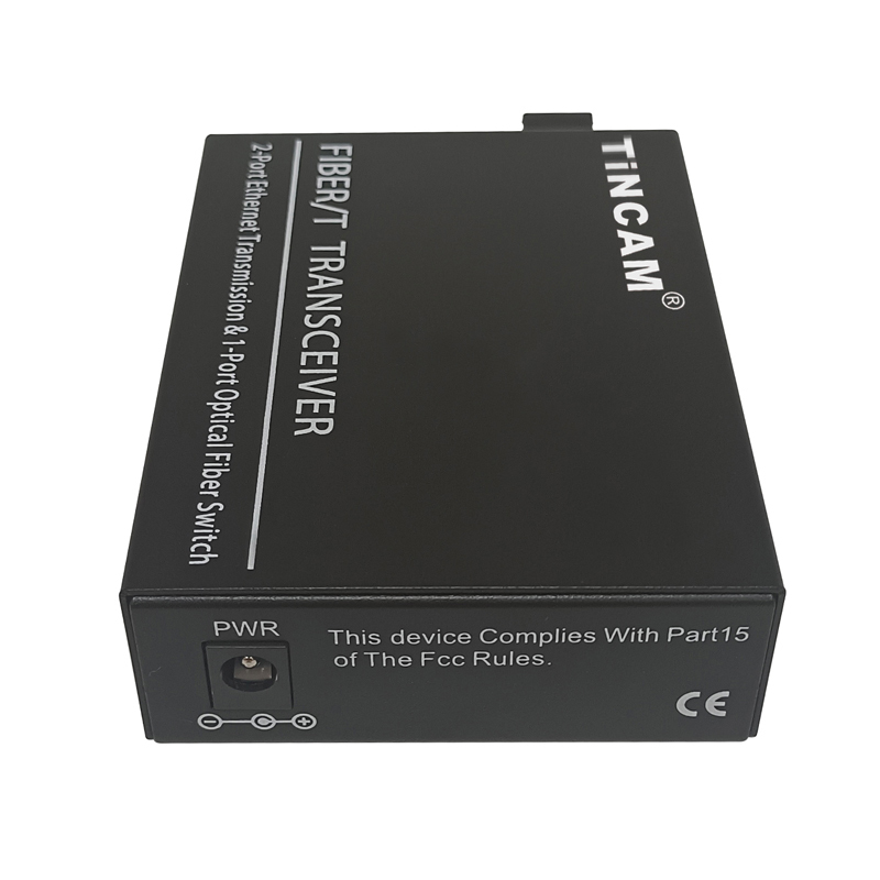 TiNCAM Factory 10/100Mbps 1 Fiber 2 PoE Port Fiber Media Converter IEEE 802.3af/at 20km Single Mode Dual Fiber 1310nm SC 48W Power Adapter TBC-PSF4312E-D20S