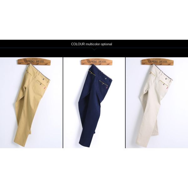 Knitted Fabric Trousers for Men's Formal Cotton Pants in Khaki Color from XMAMLON RTS