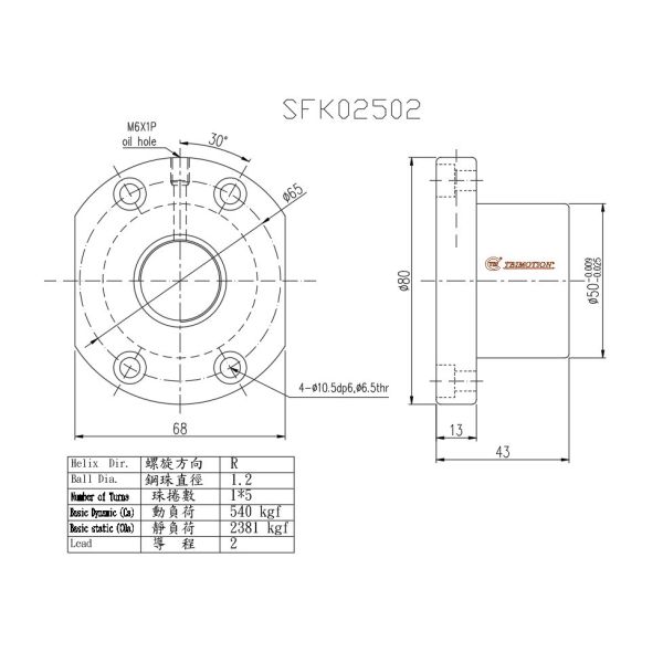 SFK02502 High Precision 25mm Ball Screw C3 C5 C7 Accuracy Grade