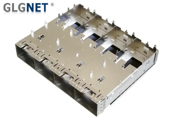4 Ports SFP Port Connector Copper Alloy Cage Material EMI Shield For 10G Ethernet