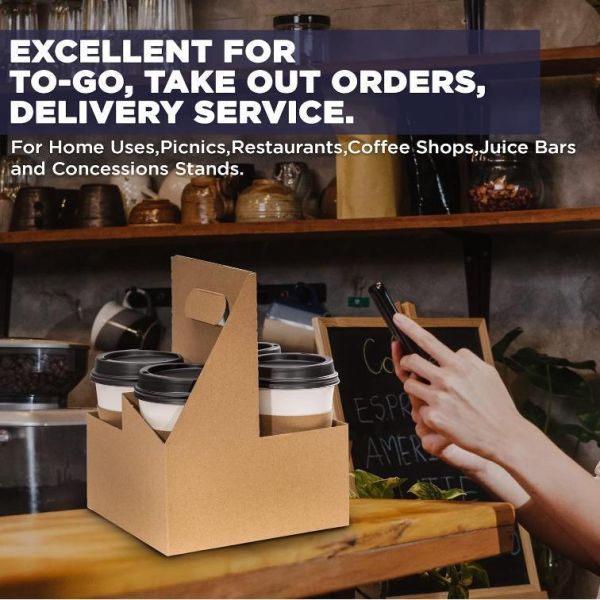 2 Cup Disposable Paper Cup Holder for Drink Takeout Elevate Takeout Experience