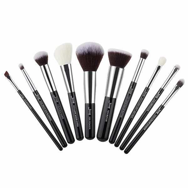 Handcrafted 14.2cm 17.5cm Natural Makeup Brushes Set Glossy Aluminum Ferrule