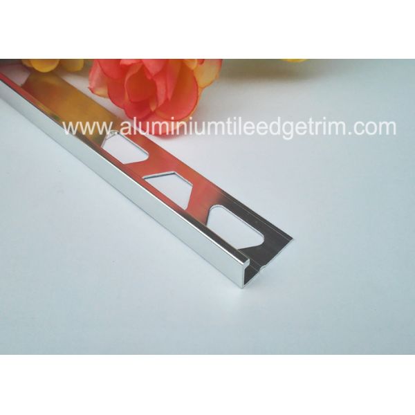 8mm Chrome L Shaped Aluminium Tile Edge Trim Shiny Anodized Silver For Wall Corner
