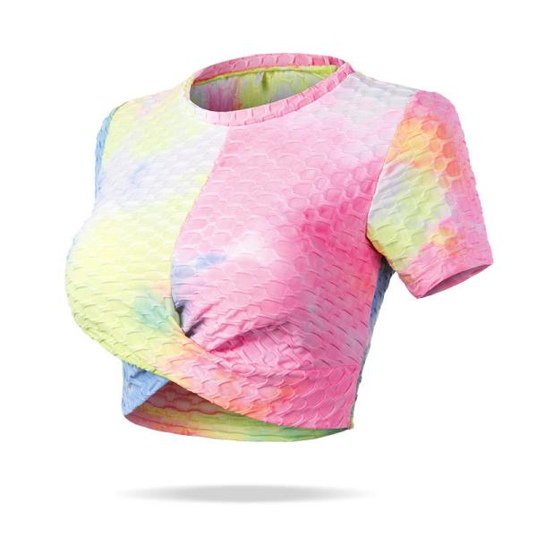 Parte superior curto colhida 260g da colheita do exercício da luva da camisa do T das mulheres de BSCI