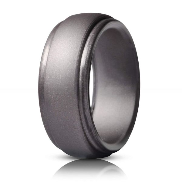 Sport Wedding Silicone Ring 8mm Step Edge Breathable For Men