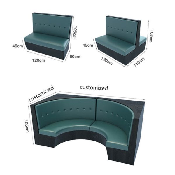 Изготовленные на заказ коммерчески посадочные места будочки для дуги контура ресторана сформировали 120x60x150cm