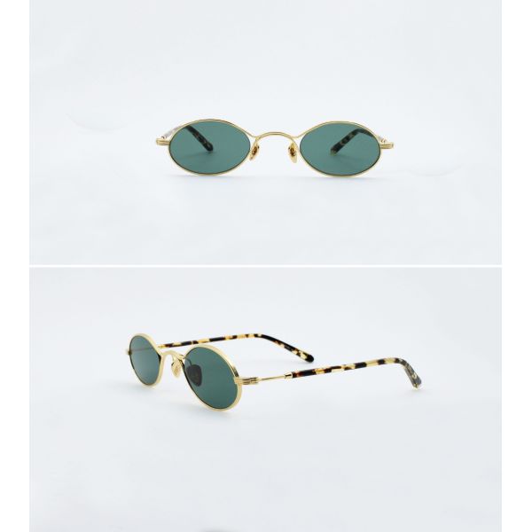 Fashion Men Women Retro Small Oval Sunglasses Titanium Frame Shades Unisex Eyewear