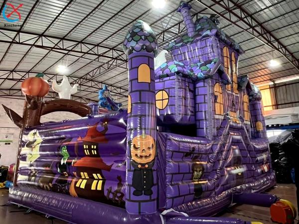 Commercial Inflatable Fun City Halloween Pumpkins Purple Inflatable Castle