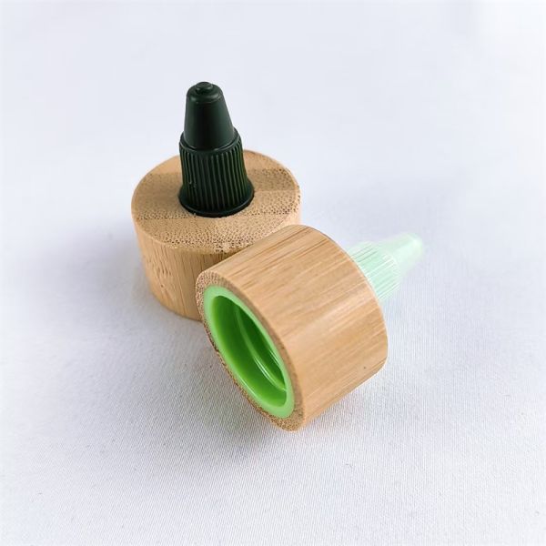 24/410 28/410 Disc Top Caps with Bamboo Collar for Lotion and Cosmetics