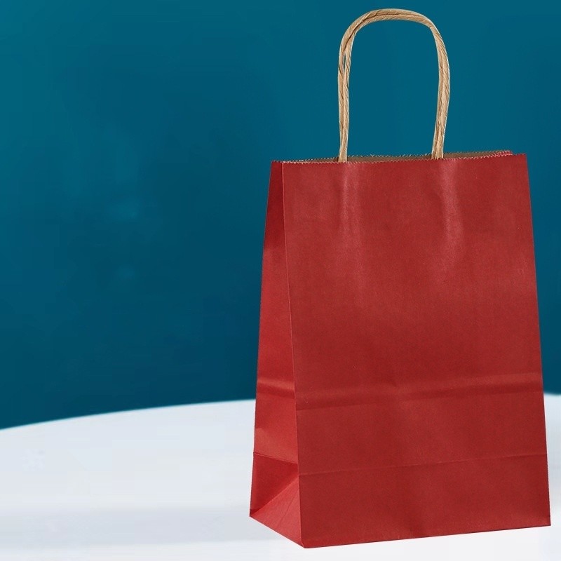Takeaway Packaging Kraft Paper Bag with Customized Logo Printing and Hand-Held Design