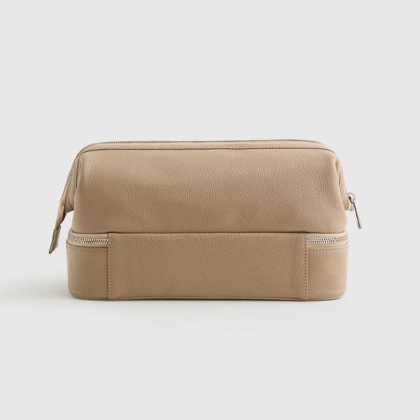 Women Travel Leather Cosmetic Cases Large Capacity Dual Compartment Water Resistant