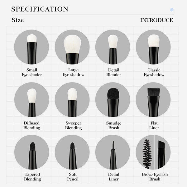 Mixed Hair Black 12pcs Jessup Makeup Brushes Set