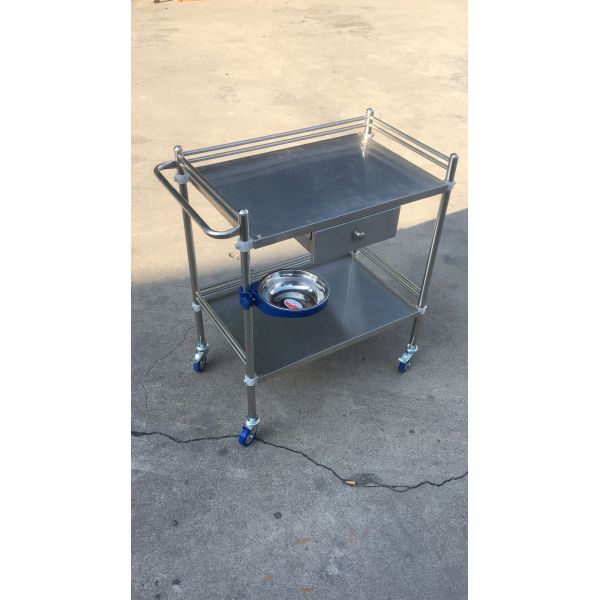 Défibrillateur de réanimation de soins de santé équipement de chariot avec deux étagères