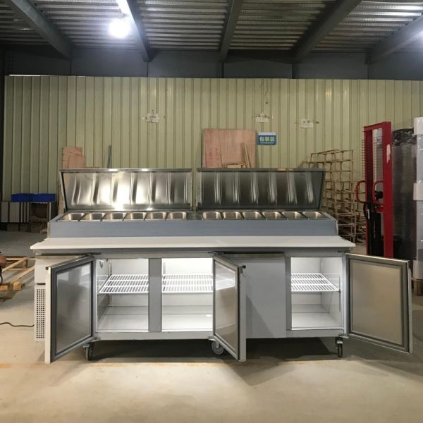 Stainless Steel Pizza Preparation Counter Refrigerator 4 Door Customized Commercial