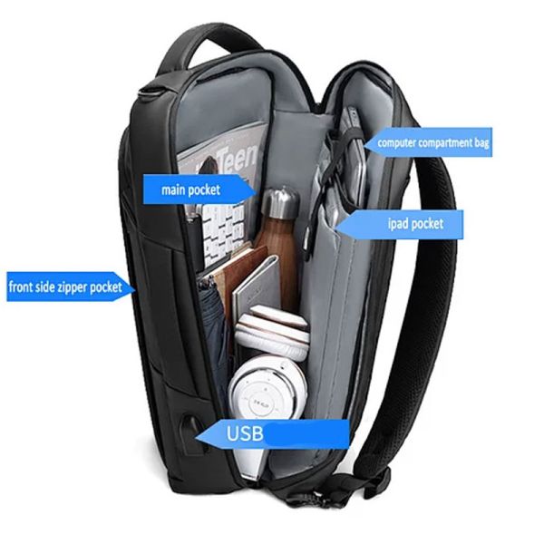 Large Capacity Work Computer Backpack , Unisex Nylon Business Laptop Rucksack