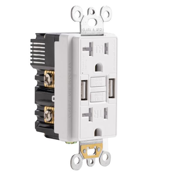 120V 60Hz GFCI Electrical Outlet 20A GFCI USB Receptacles With 5V 2.4A USB