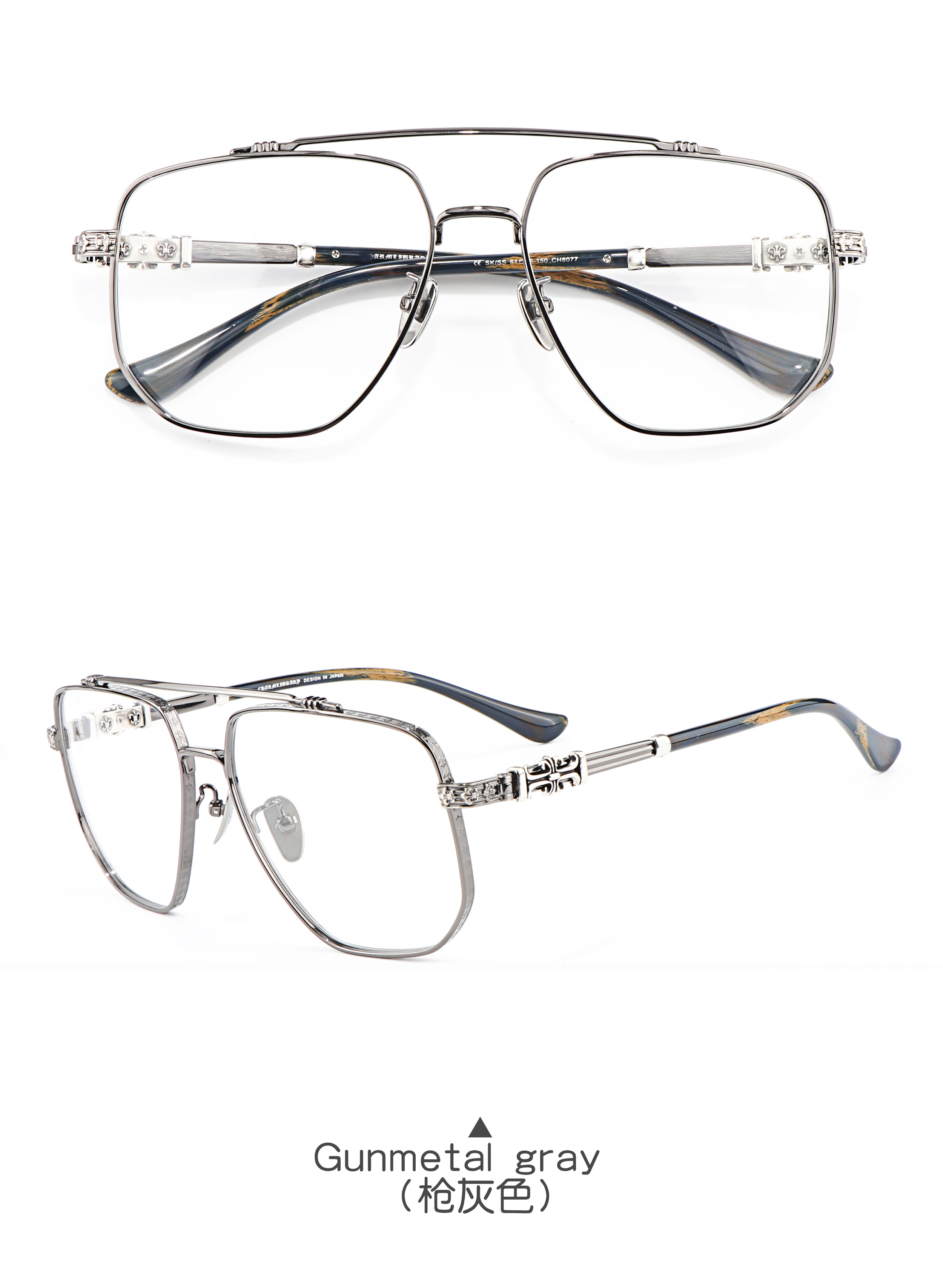 CH8077 High Quality Oversize Titanium Pilot Solid Y2K Luxury Brand Women Custom Made Party clear Frame Glasses for Unisex Men