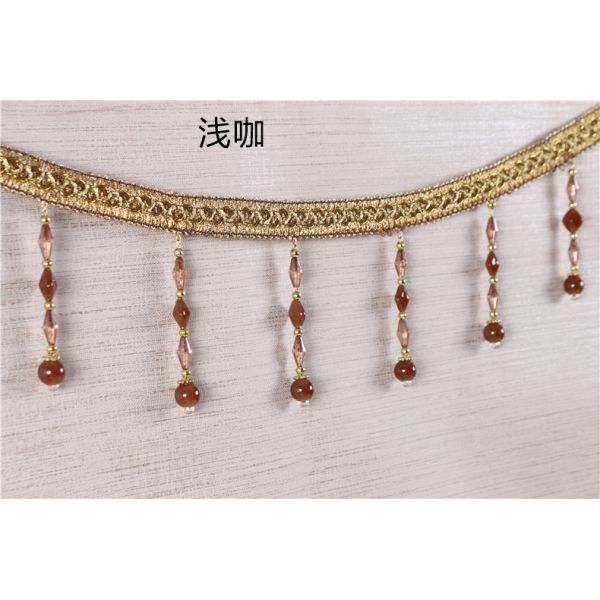 Handmade fashionable chain beads lace tassels fringes for curtain/sofa/pillow decoration