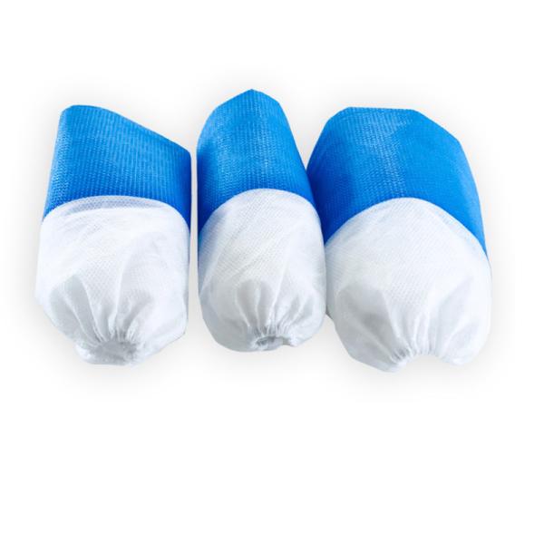 A metade impermeável revestiu sapata não tecida do filme do PE dos PP a meia cobre 15*40cm branco azul