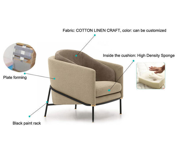Кресло софы отдыха одиночное охватывая формирует комнату Seater 800x860x750mm ткани живущую