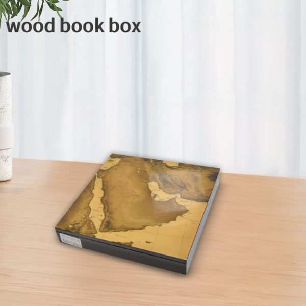 Fine Quality  Dark Wood  Book Box  with Laser Engraved Logo and Embossed Features for Decor