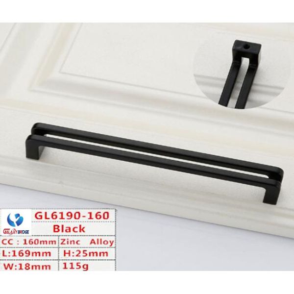 Matter Black Kitchen Cabinet Handles  American Hollow Design Zinc Drawer pulls 160mm  Chrome Drawer Pulls