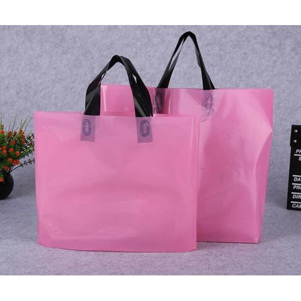 Rope shopping die cut handle tote bag plastic bag soft loop handle bag,Bottom Gusset Soft Loop Handle Food Plastic Bag w