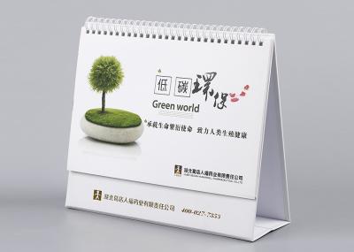 Calendário de mesa dobrável com suporte, calendário de mesa decorativo da laminação do brilho