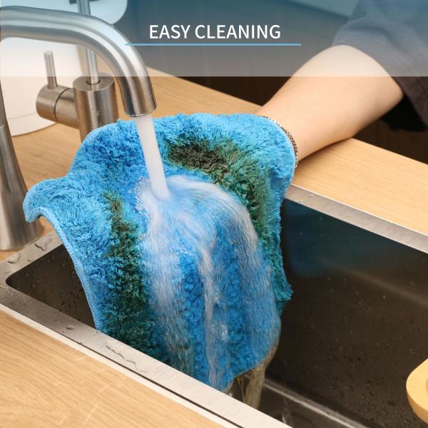 Kitchen Dish Cloths Dish Towels Super Absorbent Coral Fleece Cloth Premium Dishcloths Nonstick Oil Washable Fast Drying