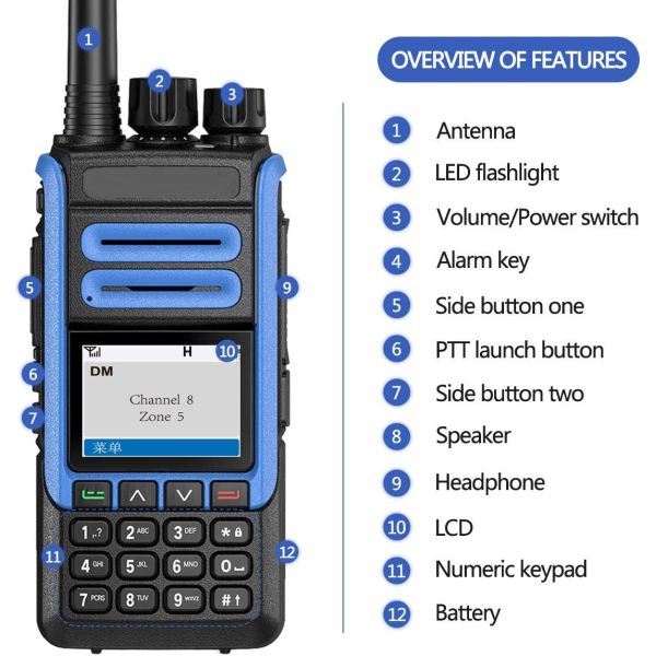 VHF 136-174MHz Tk-3207 UHF 400-470MHz Two Way Radio Long Range Walkie Talkie for BF-DR1802