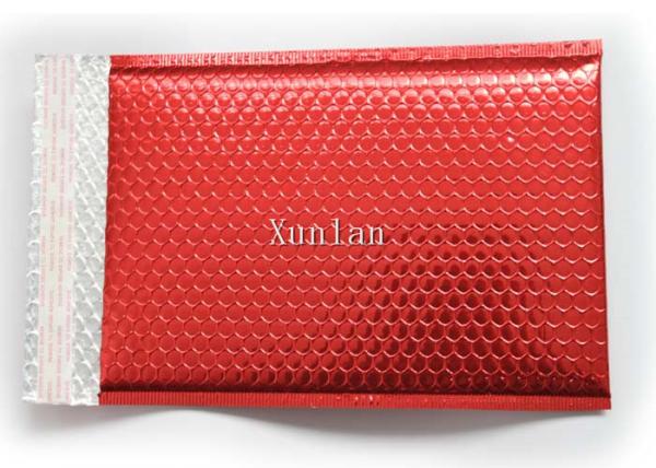 Promotional Holographic Metallic Bubble Mailers Copperplate Printing Red