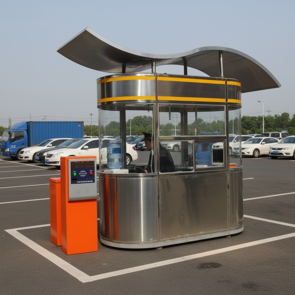 Modern Prefab Security Guard House Stainless Steel Portable Sentry Box for Parking Lot Outdoor Ticket Kiosk & Traffic Booth