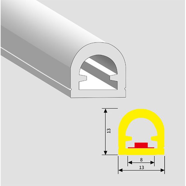 13*13mm Luces de neón LED exteriores Vista aérea Semicircular Tubo de silicona de neón LED