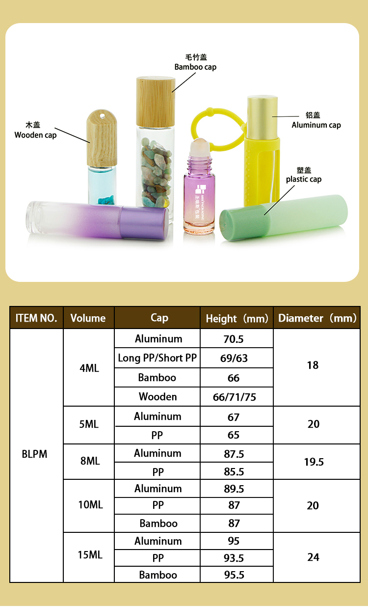 5ml Wholesale Empty Custom Color Glass Roll On Bottle Metal Ball And Plastic Cap For Travel Perfume Oil