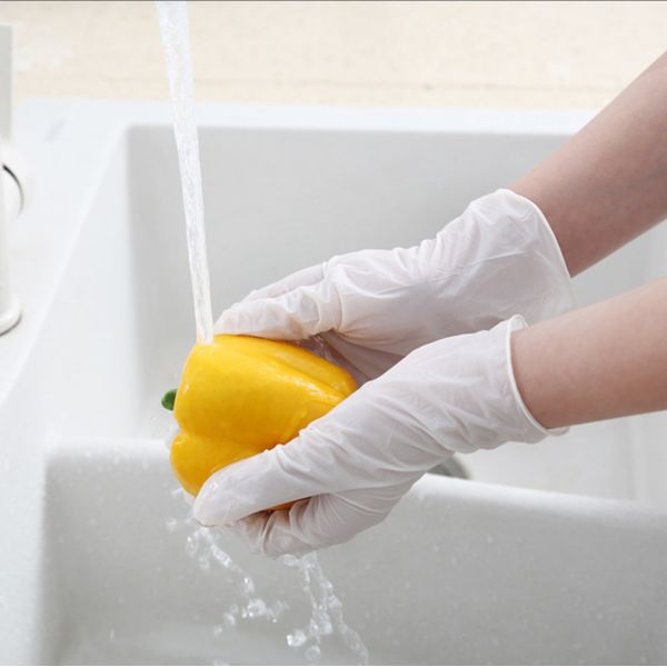 Kitchen Food Safe Disposable PVC Gloves / Plastic Disposable Gloves