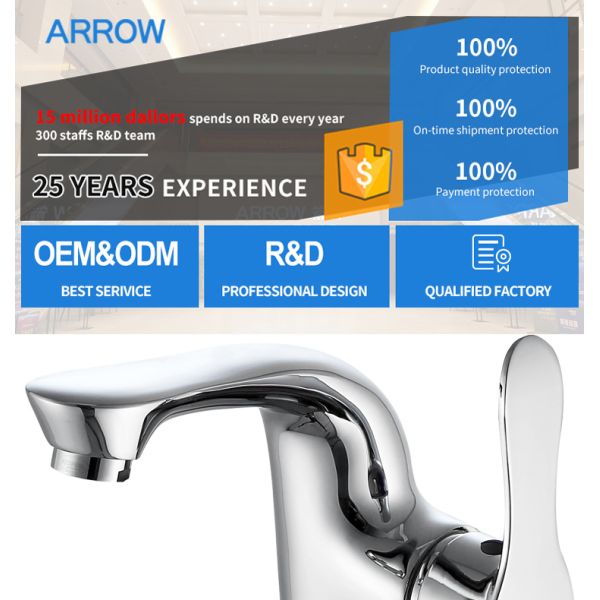 ARROW Modern Brass Main Body Ceramic Cartridge Polished Surface Basin Mixer Faucet Washbasin Tap