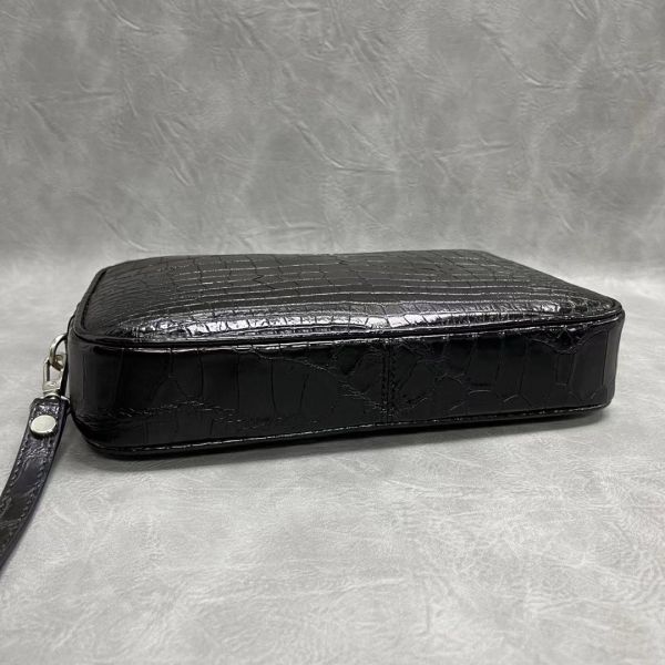 Authentic Real Crocodile Belly Skin Zipper Closure Male Clutch Purse Genuine Exotic Alligator Leather Men Wristlets Bag