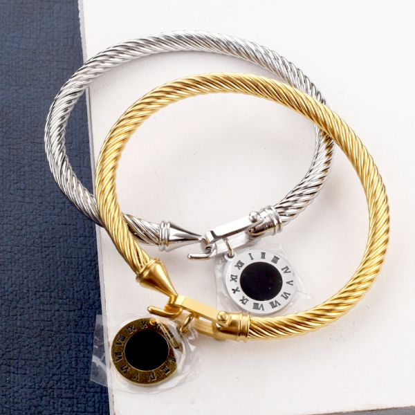 18k gold digital Roman tag jewelry bracelet Stainless Steel bracelet Female titanium steel plating Wire Rope accessorie