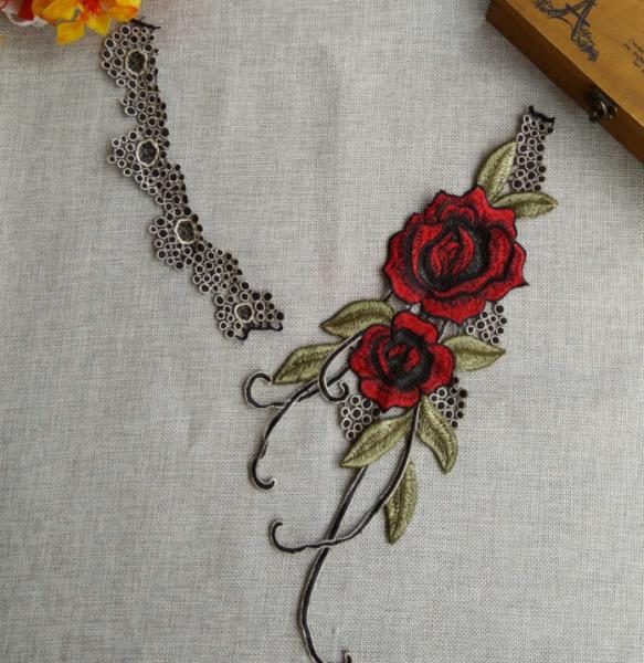 100%Polyester  Embroidery  Pajams Collar Lace   Mesh Based Necklace Decoration