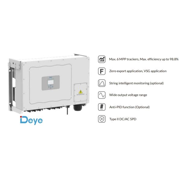Deye Hybrid Inverter Deye SUN-70/75/80/90/100/110K-G03 Output 90KW deye Three Phase String Solar Inverter