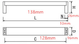 Solid 192mm Kitchen Aluminium Cabinet Handles Square Cupboard Pulls Modern Dresser Knobs