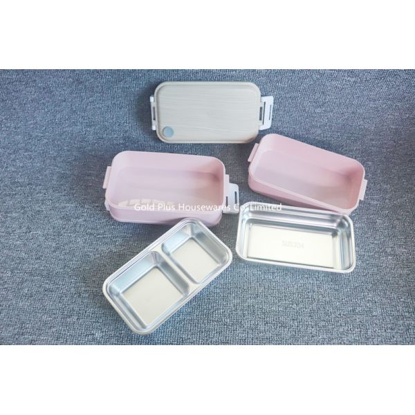 Two Layers 201 Stainless Steel Leakproof Bento Box With 2 Compartments
