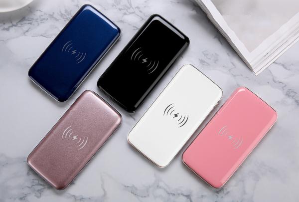 ABS 10000mAh UV finish Dual USB Mirror Wireless Charger Sticker Power Bank 5V 2.1A