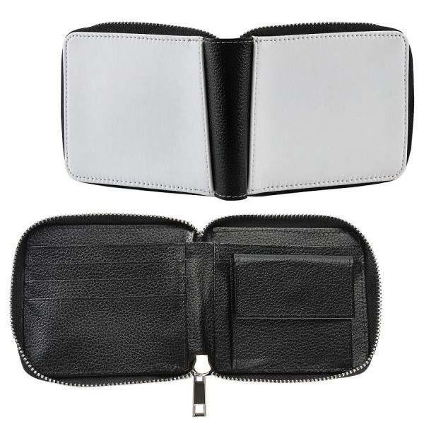 Sublimation Mens Wallet Custom Blanks Leather Compact Zip Around Wallet