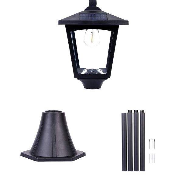 Outdoor Vintage Solar Powered Post Lights Waterproof IP65 For Garden Lawn Pathway Driveway