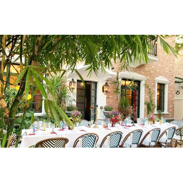 Sillas de cena de bambú de la rota blanca negra de los muebles del jardín del café