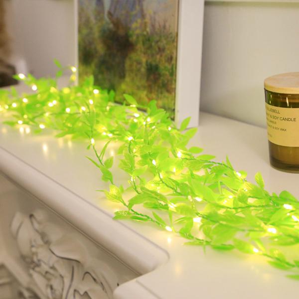 2021 New Artificial Garland Fake Plant Leaf Hanging LED String Light LED Fairy Lights Decorative For Party Wedding