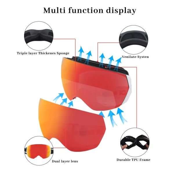 20-30 Working Days Delivery Time Custom Skiing Glasses with Anti-Fog/UV400 Protection